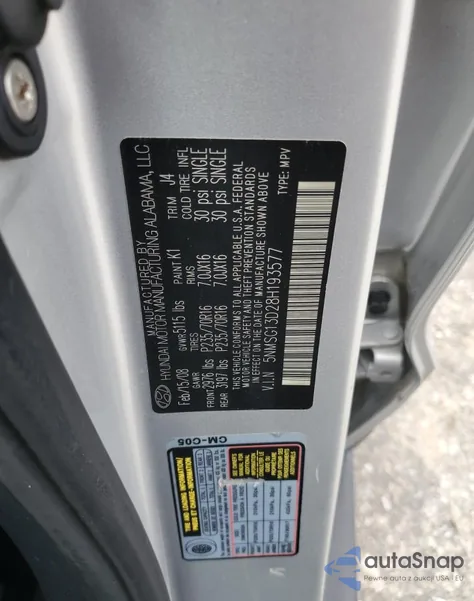 2008 Hyundai Santa Fe Gls z USA, uszkodzony, nr VIN 5NMSG13D28H193577